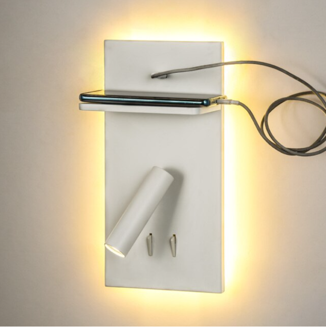 Arandela: Luminária de parede para salas, banheiros e quartos 6 Arandela luminaria de parede minimalista contemporanea carregamento USB celular smartphone micaza branco USB lateral retangular luminaires YustDesign Chandeliers and wall lights on sale and cheap