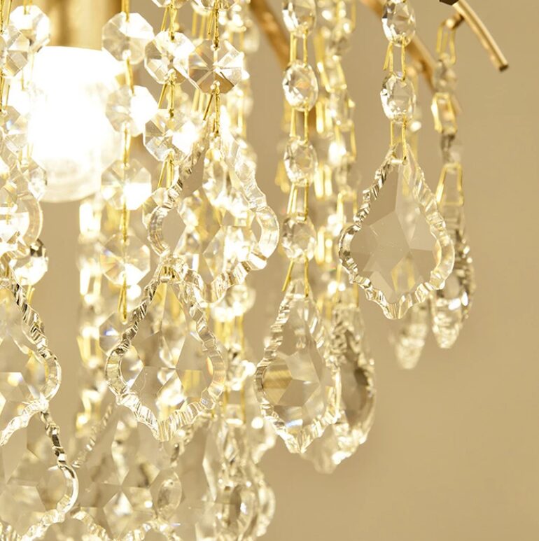 luminaria sobrepor plafon redondo de cristal castanha k9 transparente dourado micaza detalhamento luminaires YustDesign Chandeliers and wall lights on sale and cheap