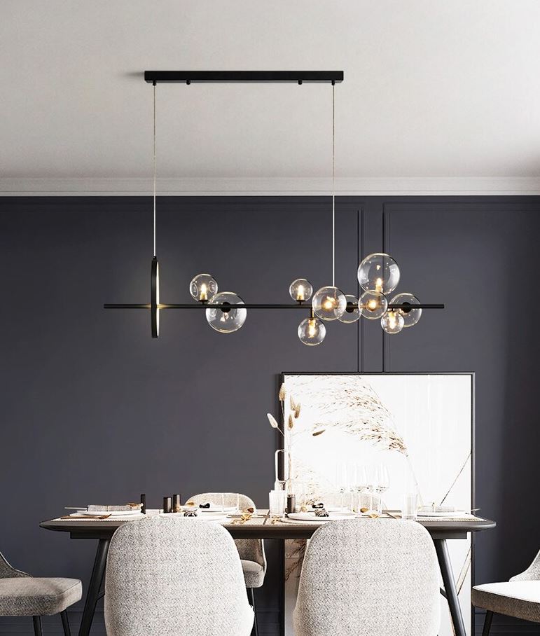 lustre contemporaneo bolas de vidro retangular para mesa comprida micaza 120cm 1 luminaires YustDesign Chandeliers and wall lights on sale and cheap