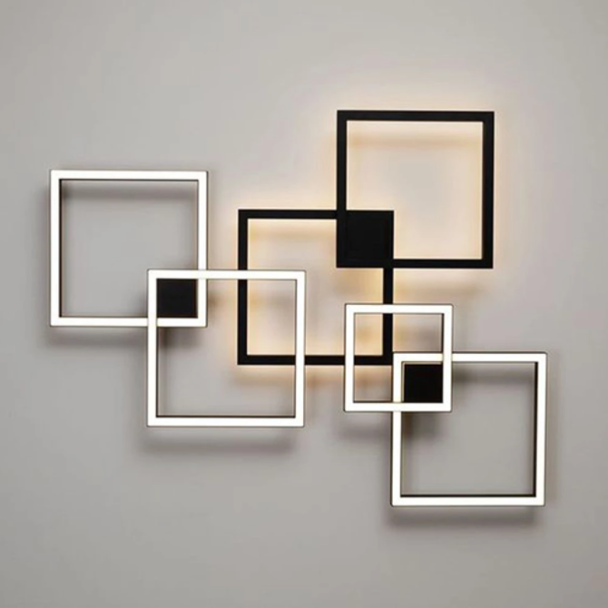 arandela luminaria parede geometrica quadrado vazado aluminio branco e luz fita De led micaza 20w 1 luminaires YustDesign Chandeliers and wall lights on sale and cheap