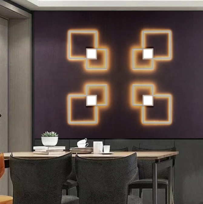 arandela luminaria parede geometrica quadrado vazado aluminio branco e luz fita De led micaza 20w 2 luminaires YustDesign Chandeliers and wall lights on sale and cheap