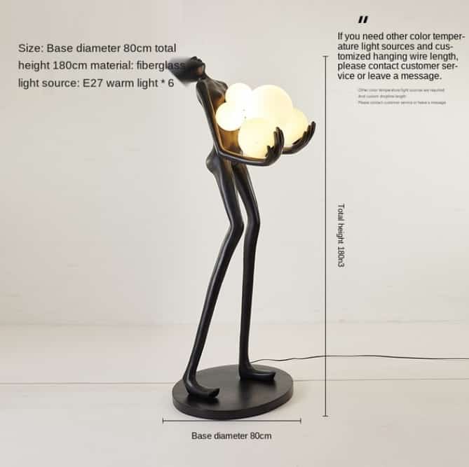 escultura estatua abstrato humana segurando bolas de vidro micaza E JPG luminaires YustDesign Chandeliers and wall lights on sale and cheap