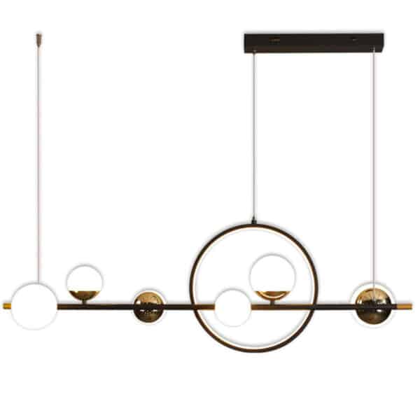 Lustre Retangular Moderno Linear Com Bolas De Vidro - Image 2