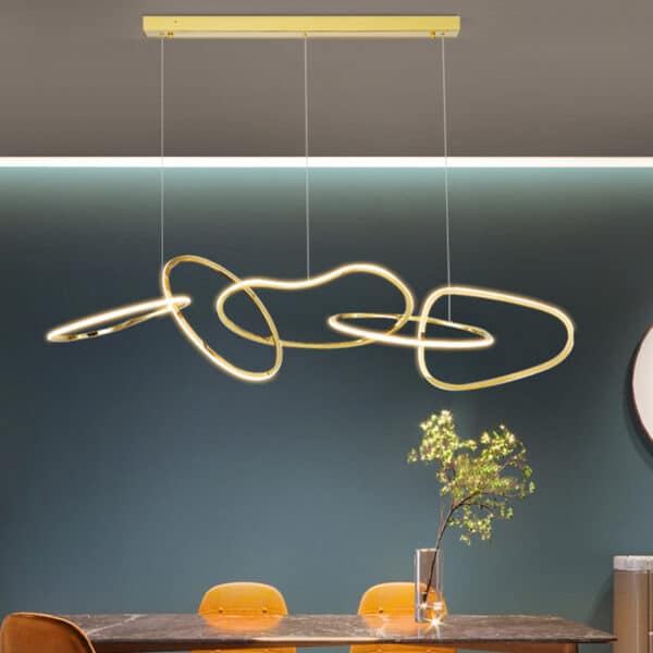 Lustre Minimalista Dourado ou Preto Com Argolas irregulares - Image 2