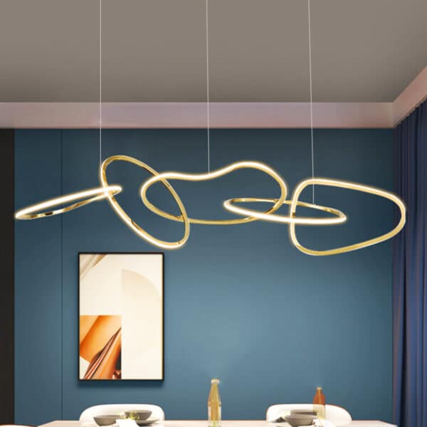 Lustre Minimalista Dourado ou Preto Com Argolas irregulares - Image 3