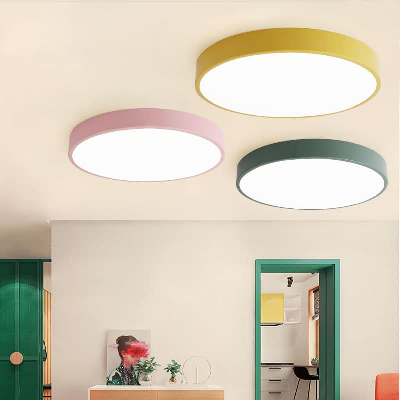 Como Escolher o Tamanho Ideal do Plafon para sua casa? 21 Plafon redondo minimalista colorido Miresa