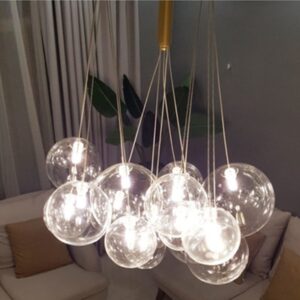 Lustre bolas de vidro transparente com luz de led  Miresa