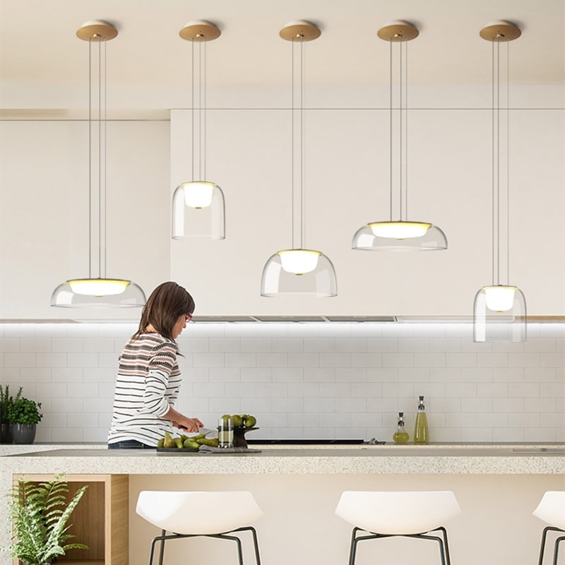 Luminária pendente: onde você pode coloca-los em sua casa? 12 Lumin ria pendente minimalista em vidro claro lustre moderno em ferro sala de jantar cozinha suspensa 1 luminaires YustDesign Chandeliers and wall lights on sale and cheap