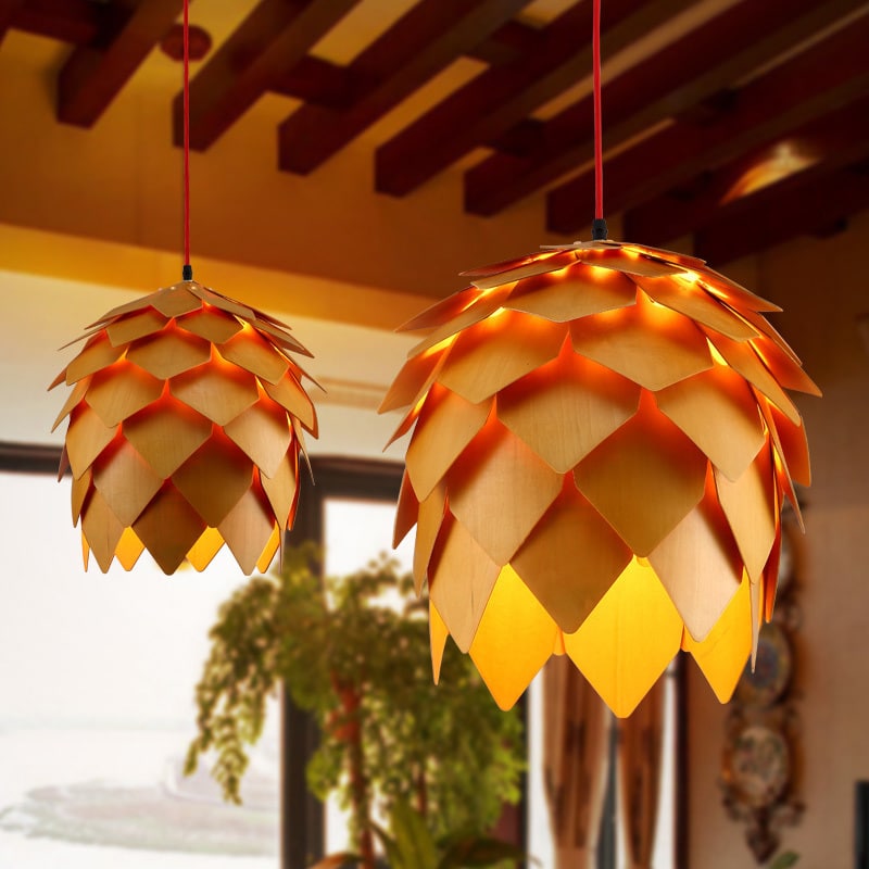 Como escolher o pendente ideal para a sala de jantar? Conheça diferentes modelos e estilos para compor sua mesa. 18 Lumin ria pendente retr escandinavo e moderno de madeira fa a voc mesmo quebra cabe a 2 luminaires YustDesign Chandeliers and wall lights on sale and cheap