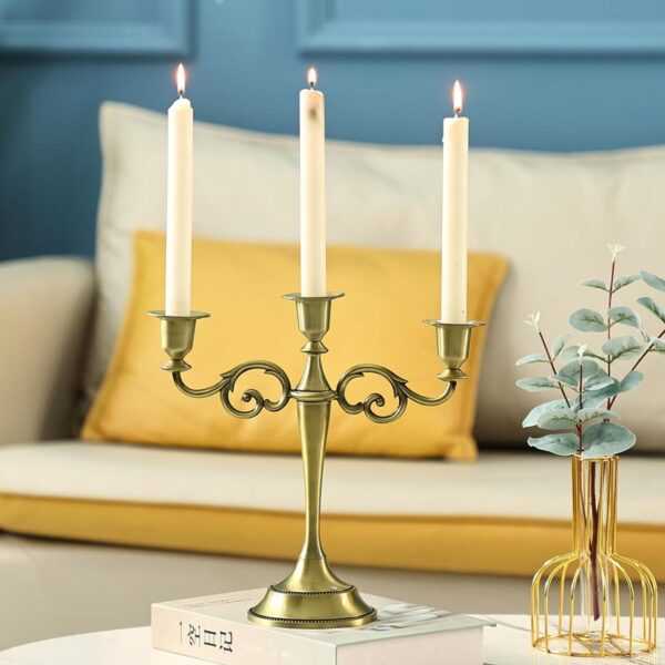 Candelabro metal banhado p/ 3 velas