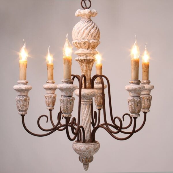 Lustre de madeira com ferro