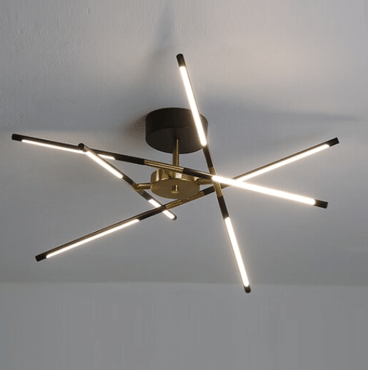 O que é um Plafon? Conheça os tipos de plafon para uma iluminação incrível. 2 Miresa-luminaria-sobrepor-plafon-minimalista-8-barras-de-aluminio-e-luz-de-led