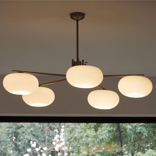 Lustre moderno vidro branco