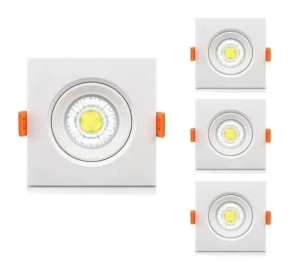 Kit 10Un Spot quadrado branco Led 7w