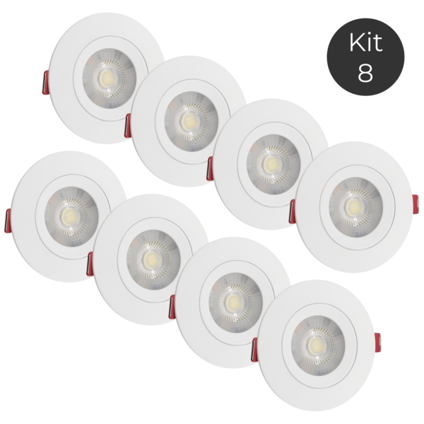 Kit 8Un Spot redondo branco Led 5w