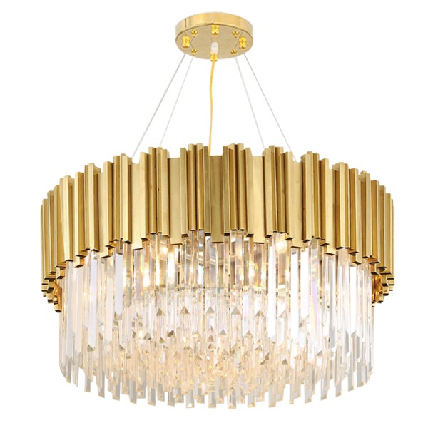 Lustre redondo dourado e cristal transparente - Image 2