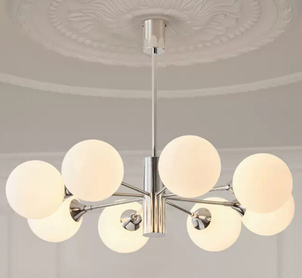 Lustre moderno esfera vidro branco leitosa