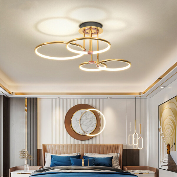 Luminária sobrepor dourado minimalista anéis/argola - Image 3