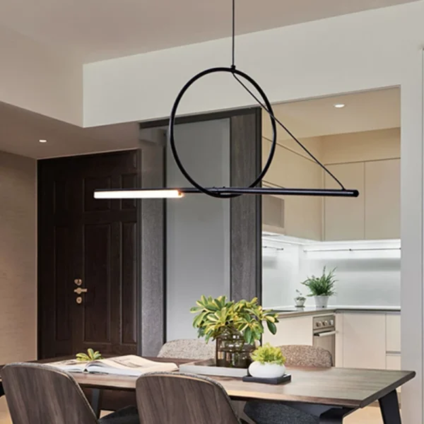 Lustre Preto Minimalista Linear e Circulo - Image 2