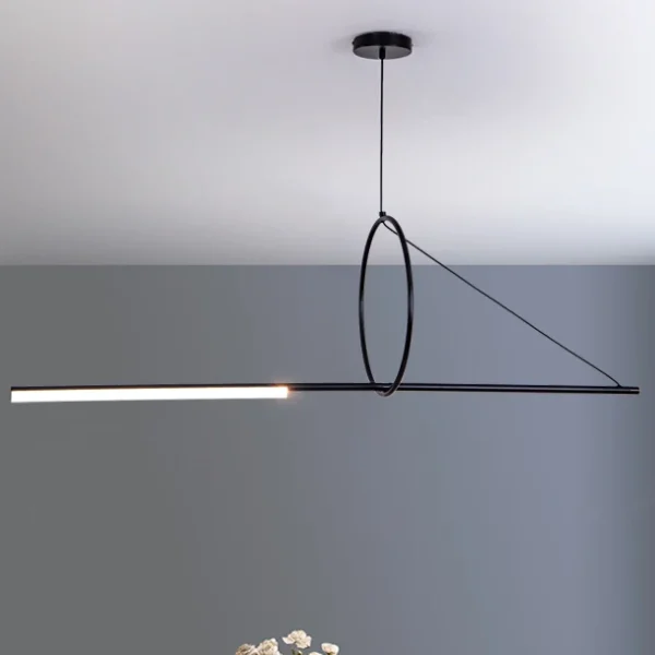 Lustre Preto Minimalista Linear e Circulo
