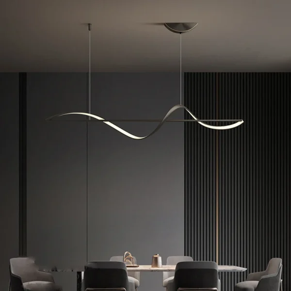 Lustre Preto ou Dourado Retangular Minimalista Linear e em Curva - Image 3