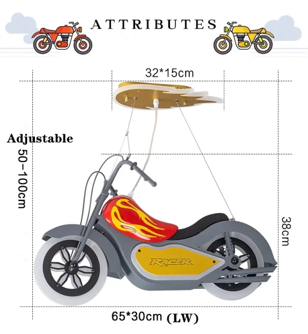 Luminária Infantil Motocicleta Esportiva De Acrílico - Image 4