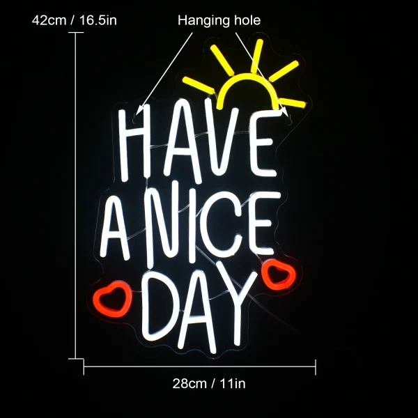 Letreiro Escrito "Have a Nice Day" (Tenha um bom dia), Neon Lights - Image 2