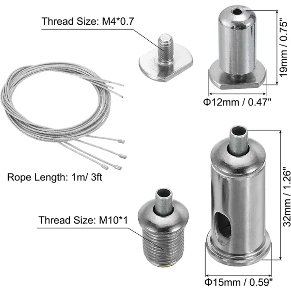 Kit De Cabos De Suspensão De Luminária Ajustável, Corda De Aço - Image 3