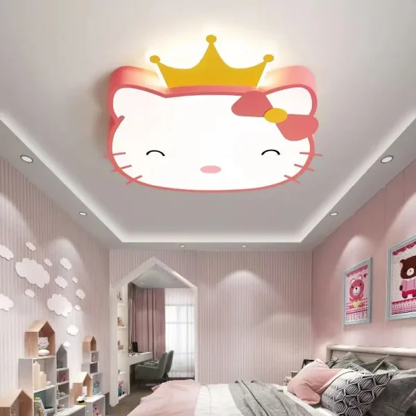 Luminária Sobrepor Quarto De Crianças Formato Hello Kitty