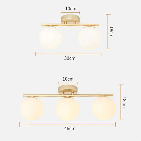 Luminária Sobrepor Dourado Com Bolas Vidro Brancas - Image 6