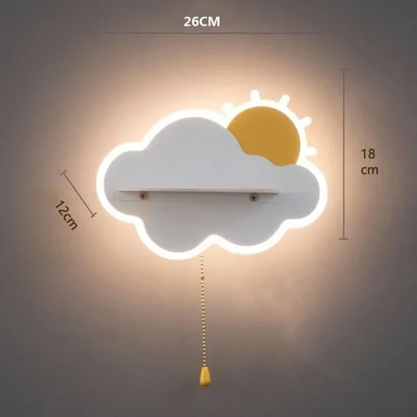 Luminária Infantil (Quarto Criança), Arandela Nuvem Com Sol - Image 3