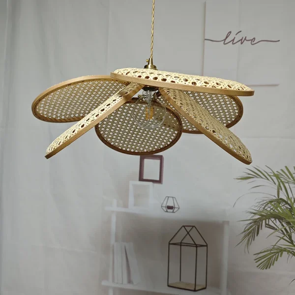 Luminária Minimalista Real Rattan Artesanais Flores - Image 2