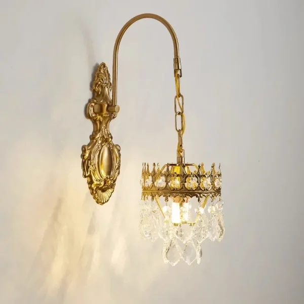 Arandela Lustre Dourado Francês e Cristal K9