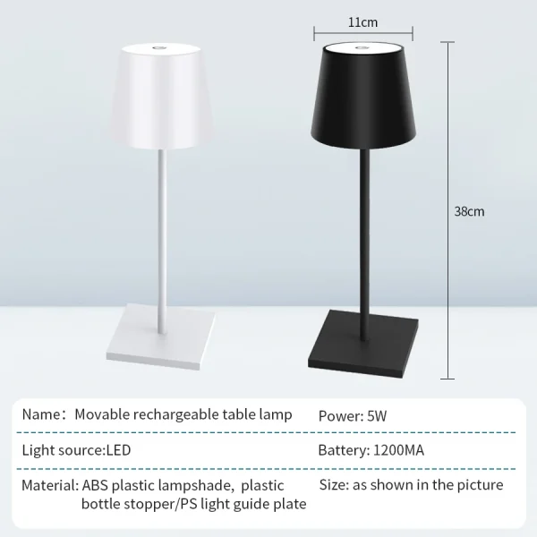 Abajur Portátil Sem Fio Com Carregamento USB - Image 2