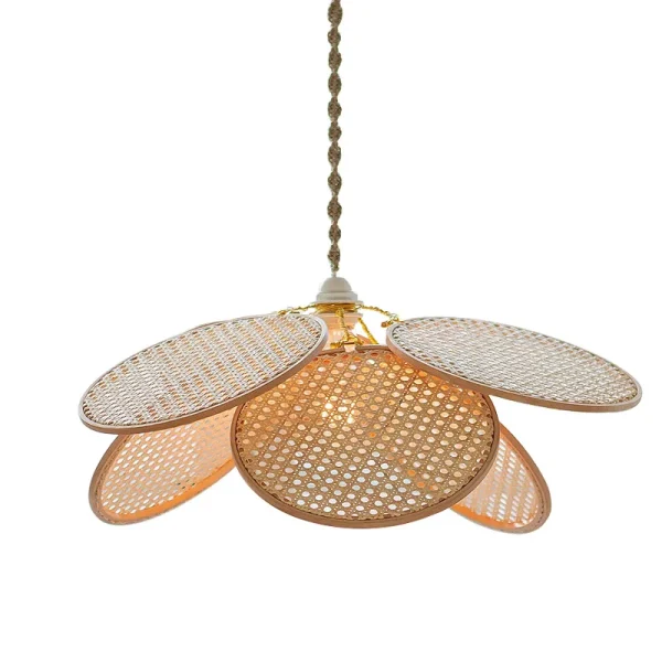 Luminária Minimalista Real Rattan Artesanais Flores