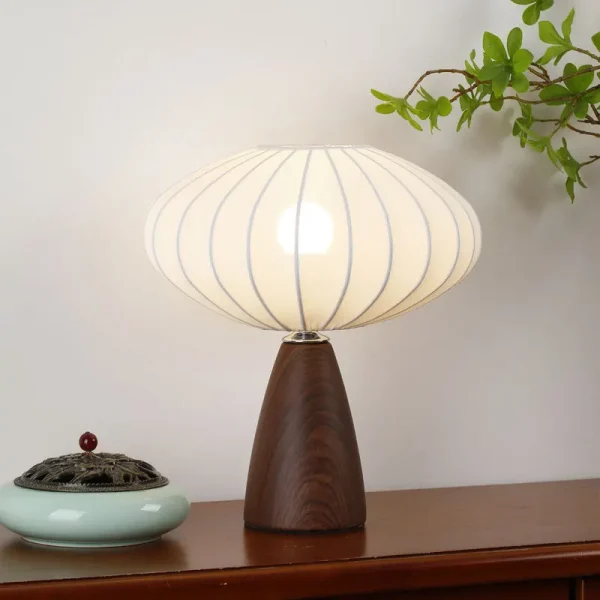 Abajur Cúpula Tecido Branco Design Japonês