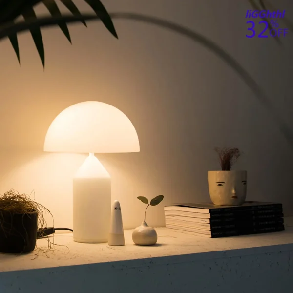 Abajur Moderno Luxo Cogumelo Vidro - Image 4