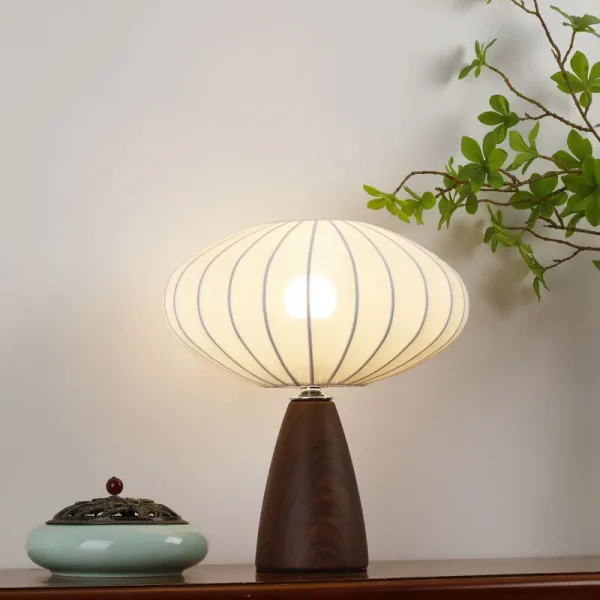 Abajur Cúpula Tecido Branco Design Japonês - Image 3