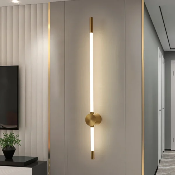 Arandela Tubo Linear Chip LED Alumínio Dourado ou Preto