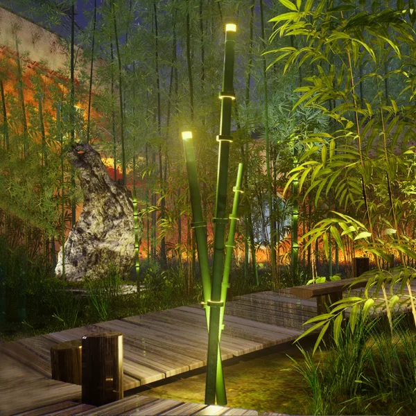 Luminária Verde Para Jardins Em Forma de Bamboo Com Luz de LED - Image 2