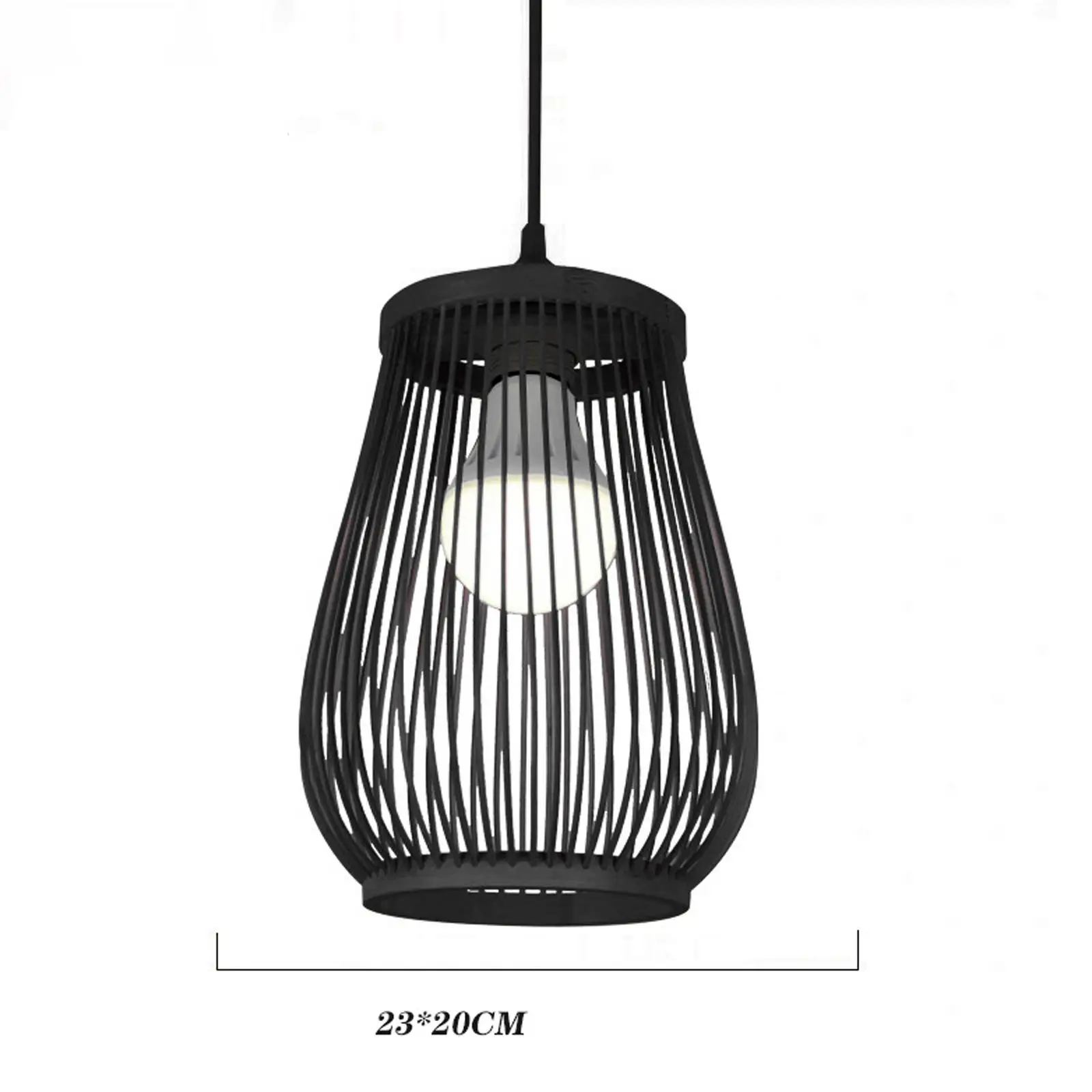 Black Bamboo Wicker Pendant Light Retro Ceiling Lamp Decorative Lampshade