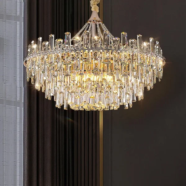 Lustre Moderno Cristal Transparente K9 e Estrutura Metal