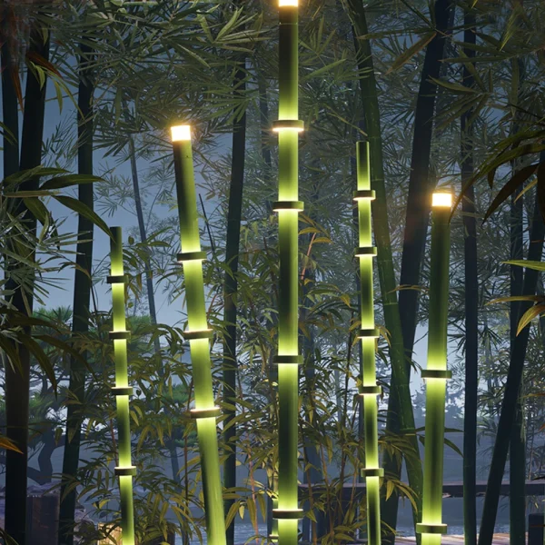 Luminária Verde Para Jardins Em Forma de Bamboo Com Luz de LED