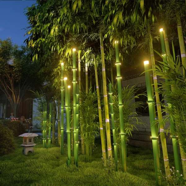 Luminária Verde Para Jardins Em Forma de Bamboo Com Luz de LED - Image 3