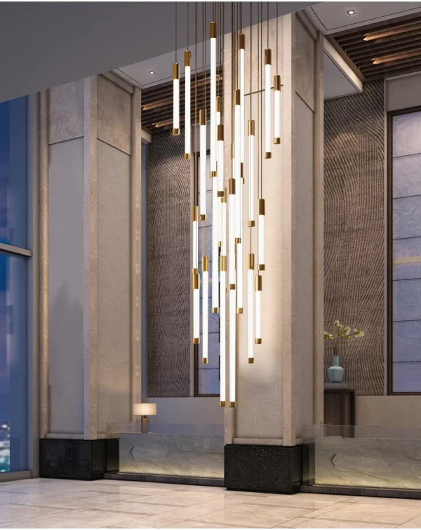 Lustre Moderno Cilindro Tubular Para Escadas