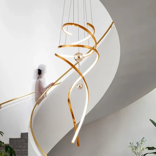 Lustre Dourado Moderno Em Curva - Image 2