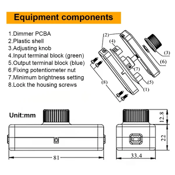 Botão Ajustável Dimmer LED 220V-240V, 100W Para Luminárias - Image 3