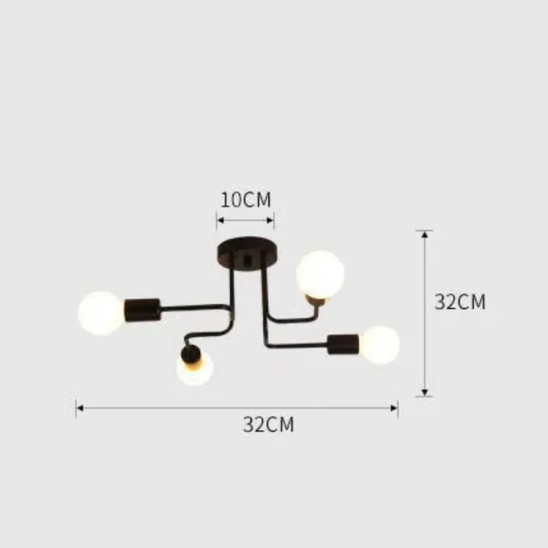 Luminária Sobrepor Preto Sputnik Lâmpada Aparente - Image 2