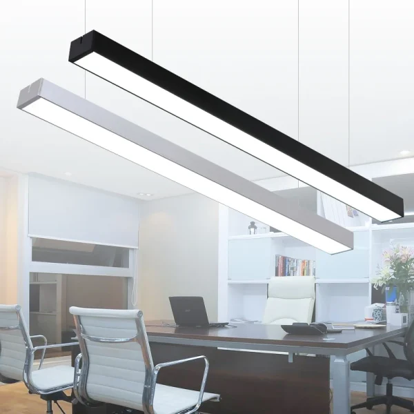 Lustre Minimalista Retangular Linear De Alumínio Branco ou Preto