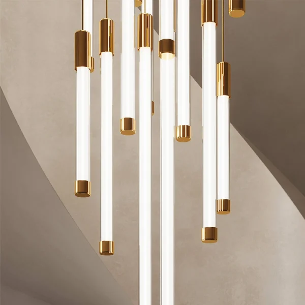 Lustre Moderno Tubular De Acrílico Branco Para Escadas - Image 3